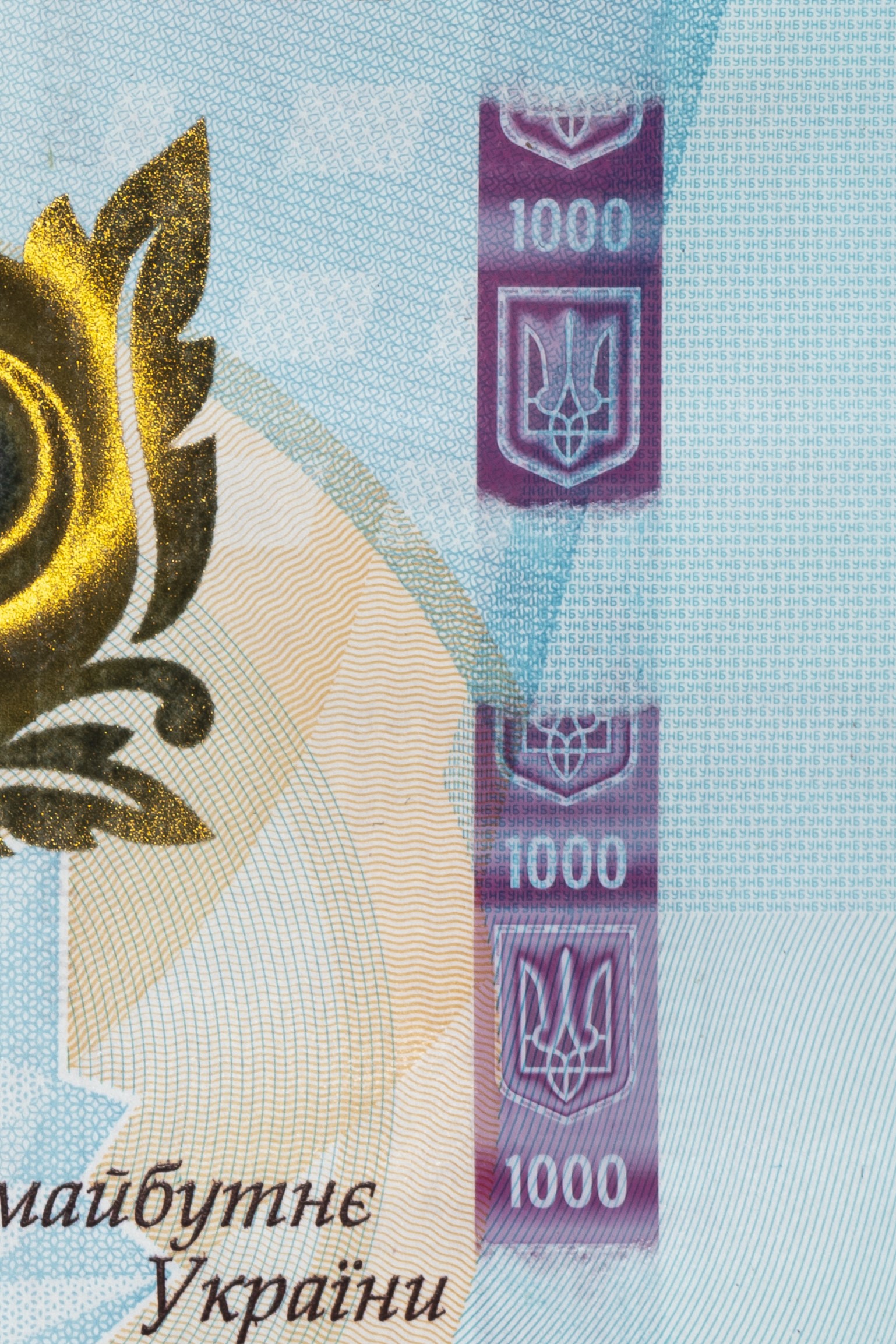 Close up of the RAPID thread in the new 1000 hryvnia