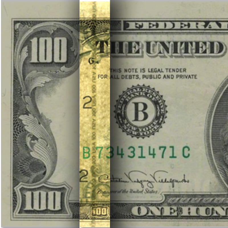 The demetallized thread in the 1990 US $100